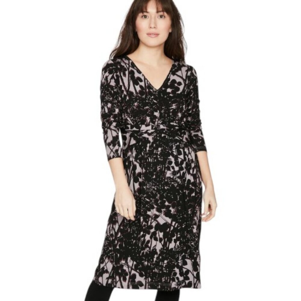 Thought black and purple temperance bamboo midi dress size 12 BNWT